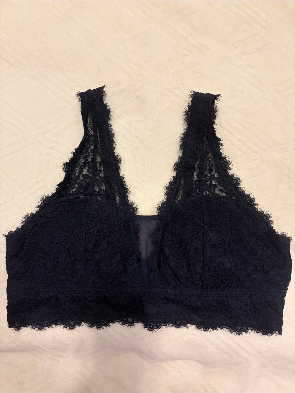 aerie Navy Lace Bralette - Scalloped Triangle Lace